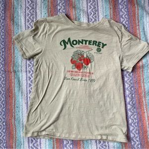 Off Yellow JCrew Strawberry Graphic Tee Medium EUC 🍓